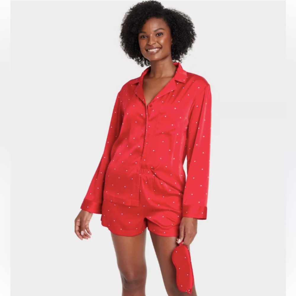 Auden Red Pajama Set tiny hearts